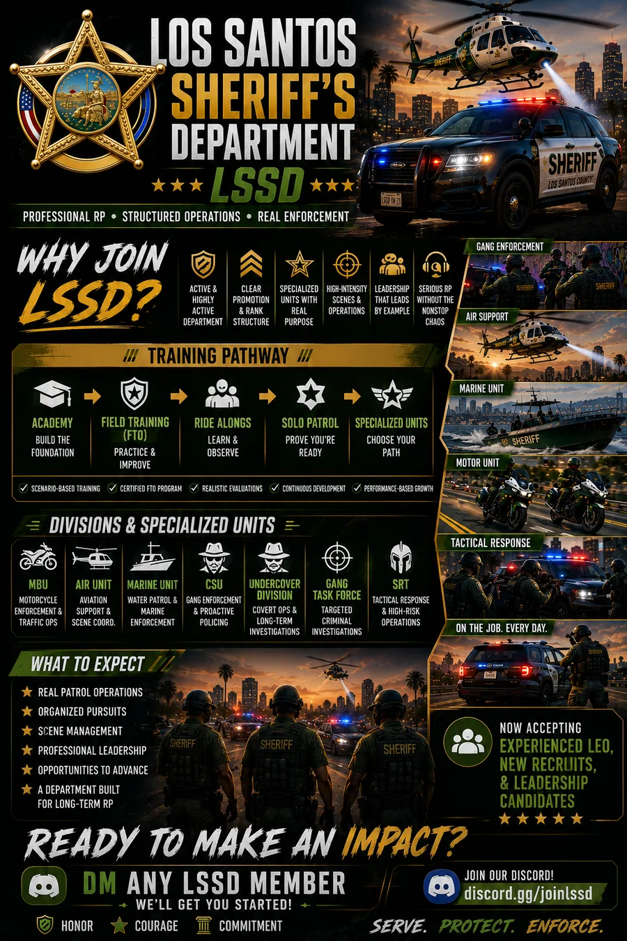 LSSD recruitment poster with air and marine unit imagery